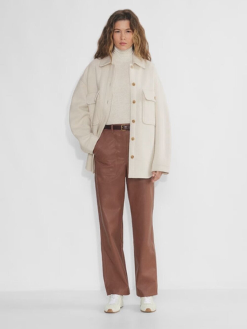 Aritzia Wilfred Free Women Lucy Cognac Faux Leather Pants
